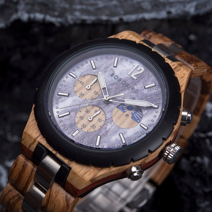 Luxury Wooden Chronograph Watch for Men