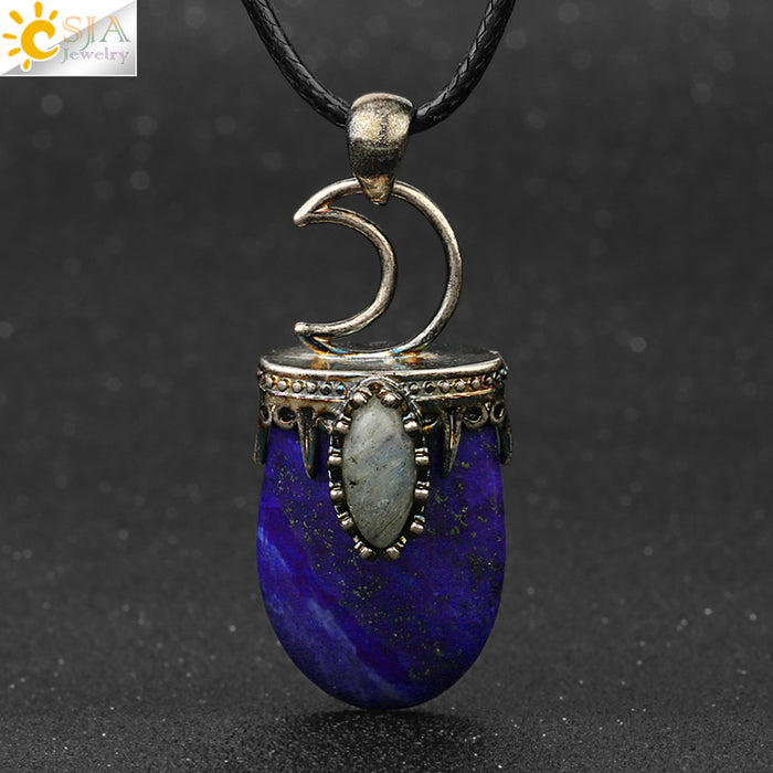 Natural Stone Crystal Antique Pendant Necklace