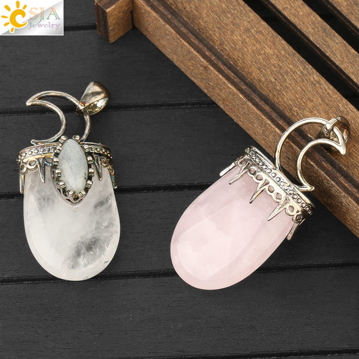 Natural Stone Crystal Antique Pendant Necklace