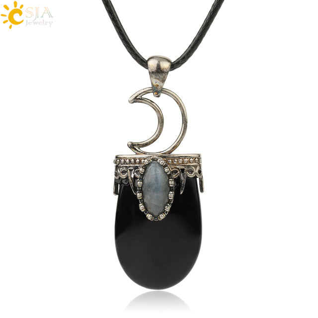 Natural Stone Crystal Antique Pendant Necklace