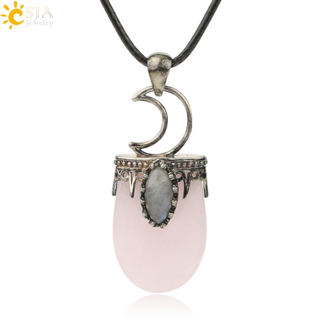 Natural Stone Crystal Antique Pendant Necklace