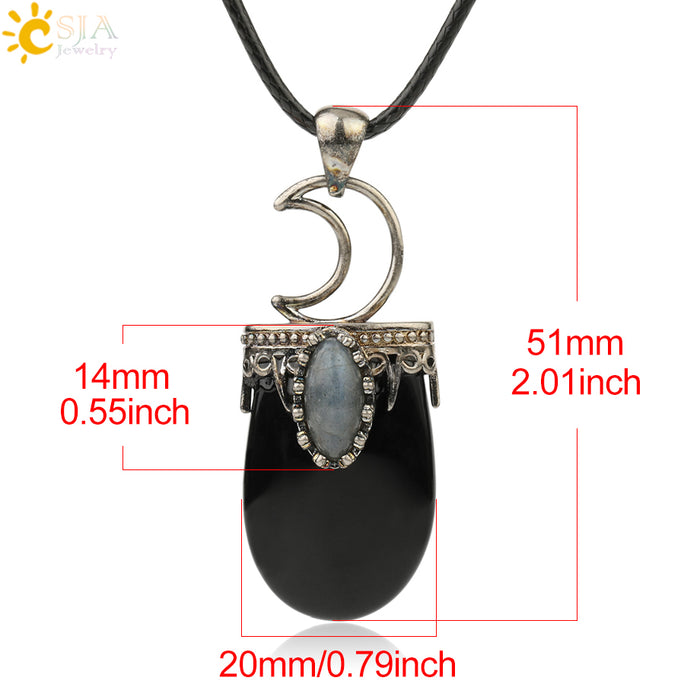 Natural Stone Crystal Antique Pendant Necklace