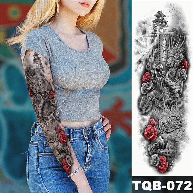 Geisha and Indian Full Arm Tattoo